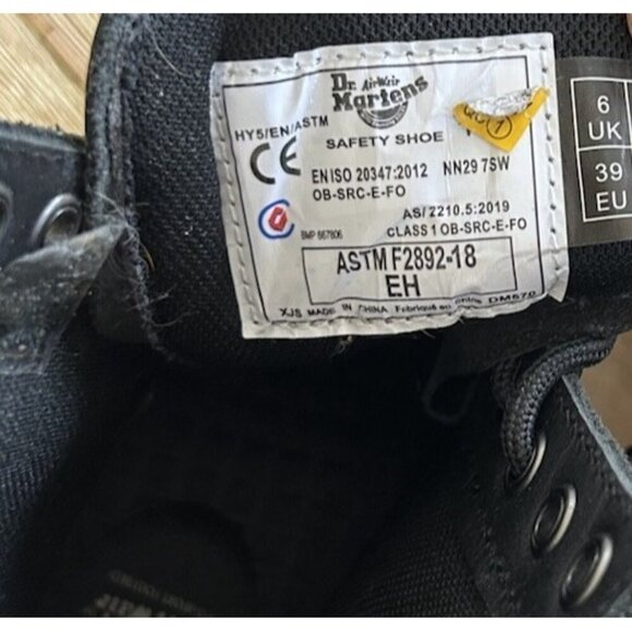 Dr. Martens 1460 SR Black Full Grain Leather Safety Combat Boots Ladies 8 Mens 7 - Picture 5 of 5